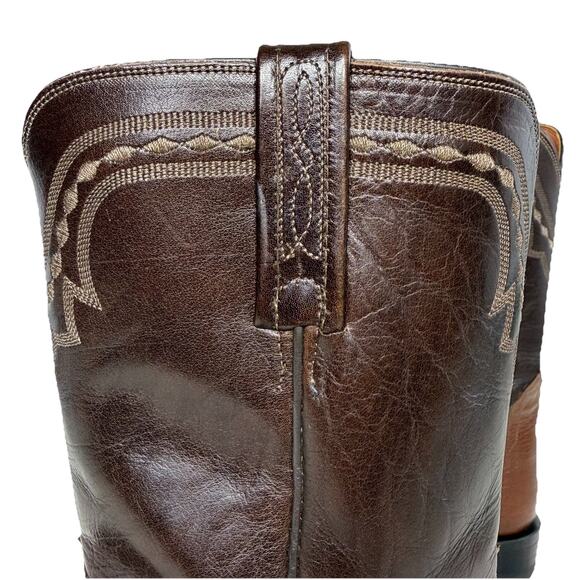 Lucchese 2000 Boots Men 9 D Brown Exotic Smooth Ostrich Cowboy Roper USA EUC main image 9